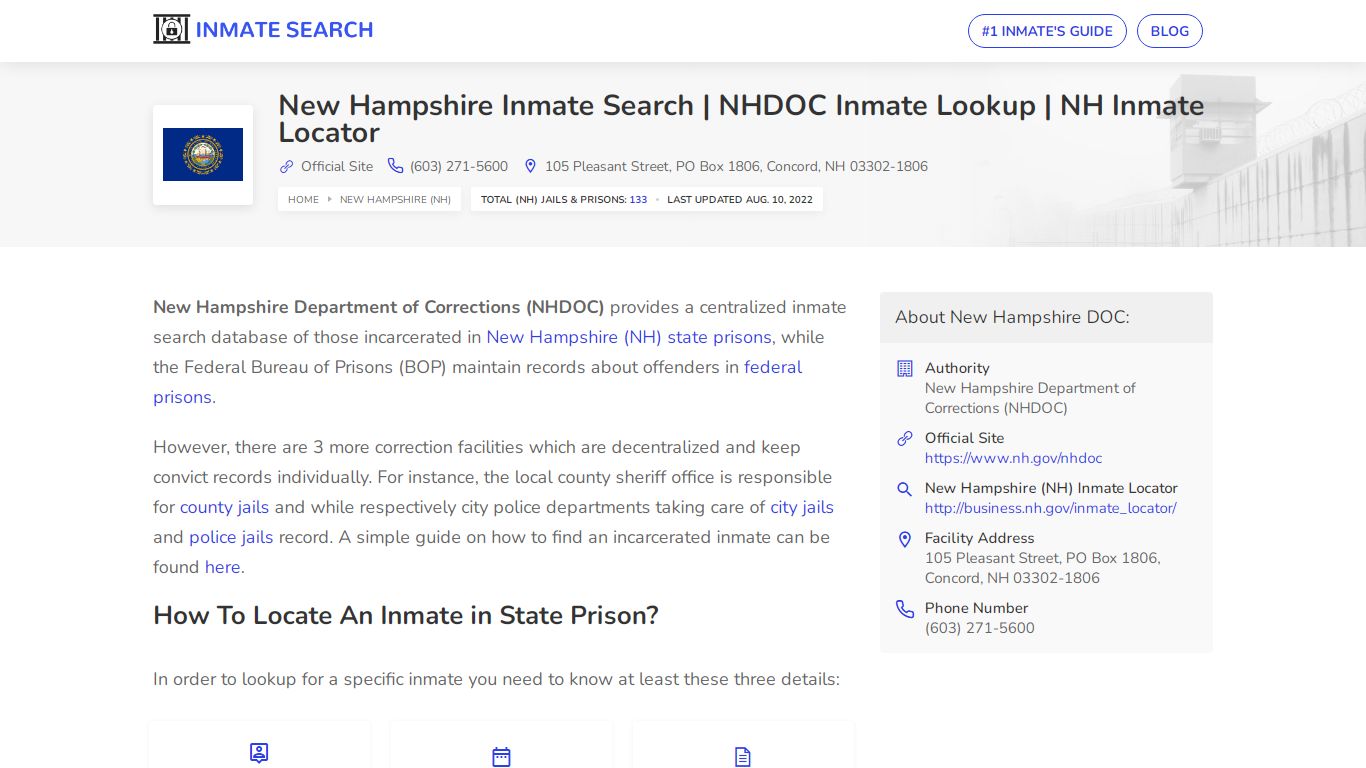 New Hampshire Inmate Search | NHDOC Inmate Lookup | NH ...